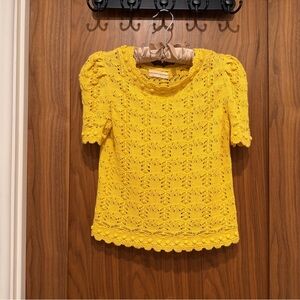 Anthropologie Golden Lace Knit Top